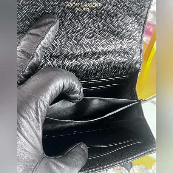 Yves Saint Laurent Black Chevron Wallet - Picture 8 of 12